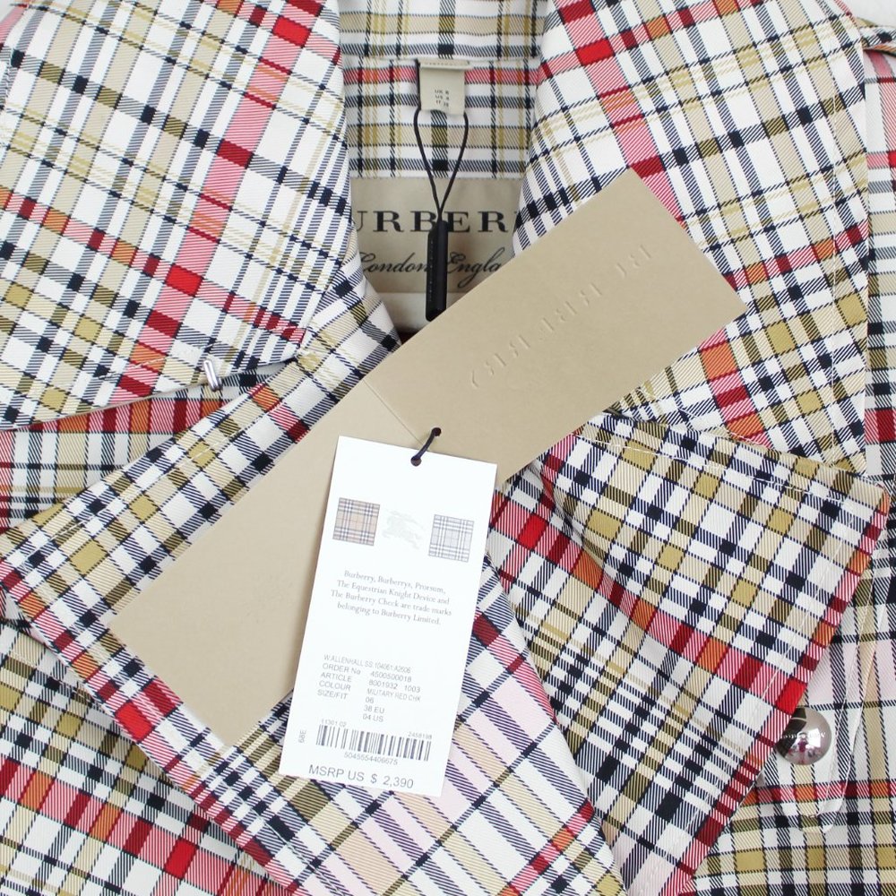 NWT Burberry Check Rain Trench Coat, US 4 - Picture 8 of 16